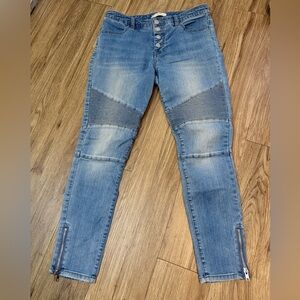 Free People Medium Blue Moto Skinny Jeans Size 30